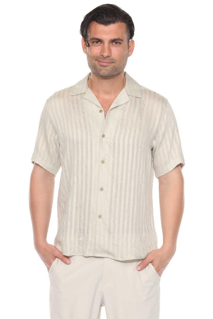 Men's Resort Style Casual Striped Lightweight Rayon Blend Shirt - Especially Yours