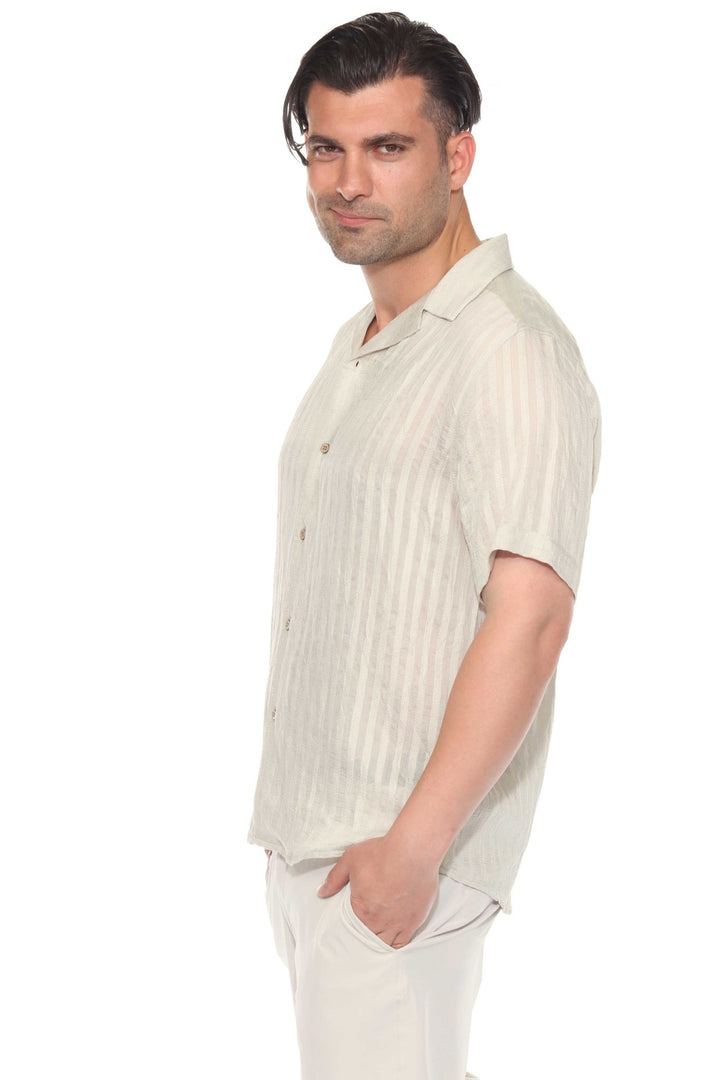 Men's Resort Style Casual Striped Lightweight Rayon Blend Shirt - Especially Yours