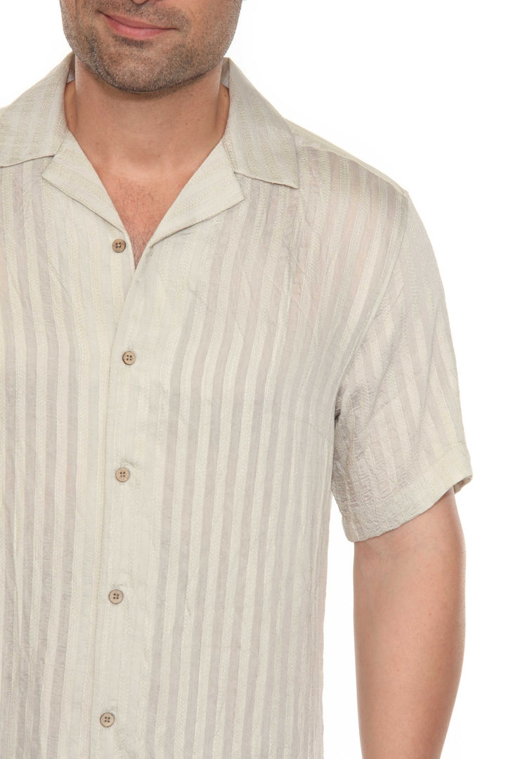 Men's Resort Style Casual Striped Lightweight Rayon Blend Shirt - Especially Yours