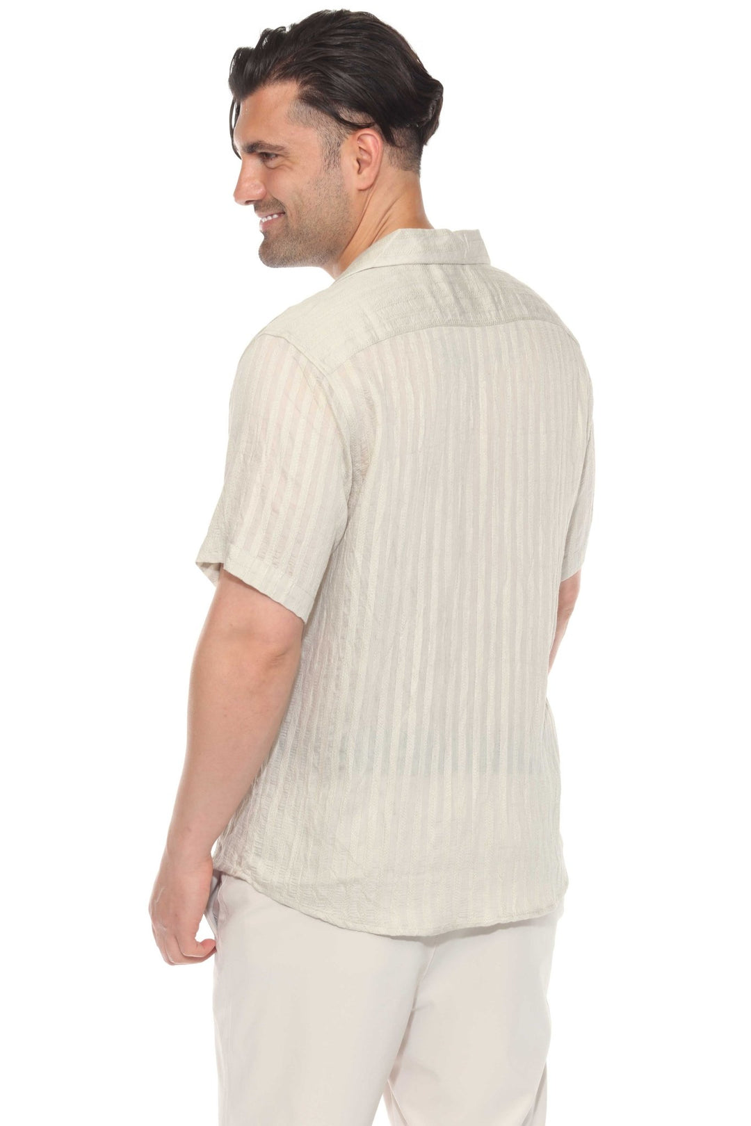 Men's Resort Style Casual Striped Lightweight Rayon Blend Shirt - Especially Yours