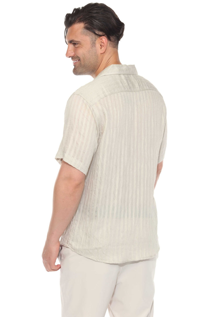 Men's Resort Style Casual Striped Lightweight Rayon Blend Shirt - Especially Yours