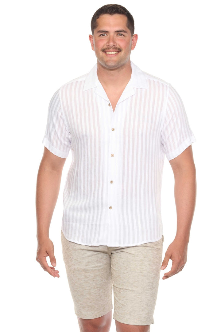 Men's Resort Style Casual Striped Lightweight Rayon Blend Shirt - Especially Yours