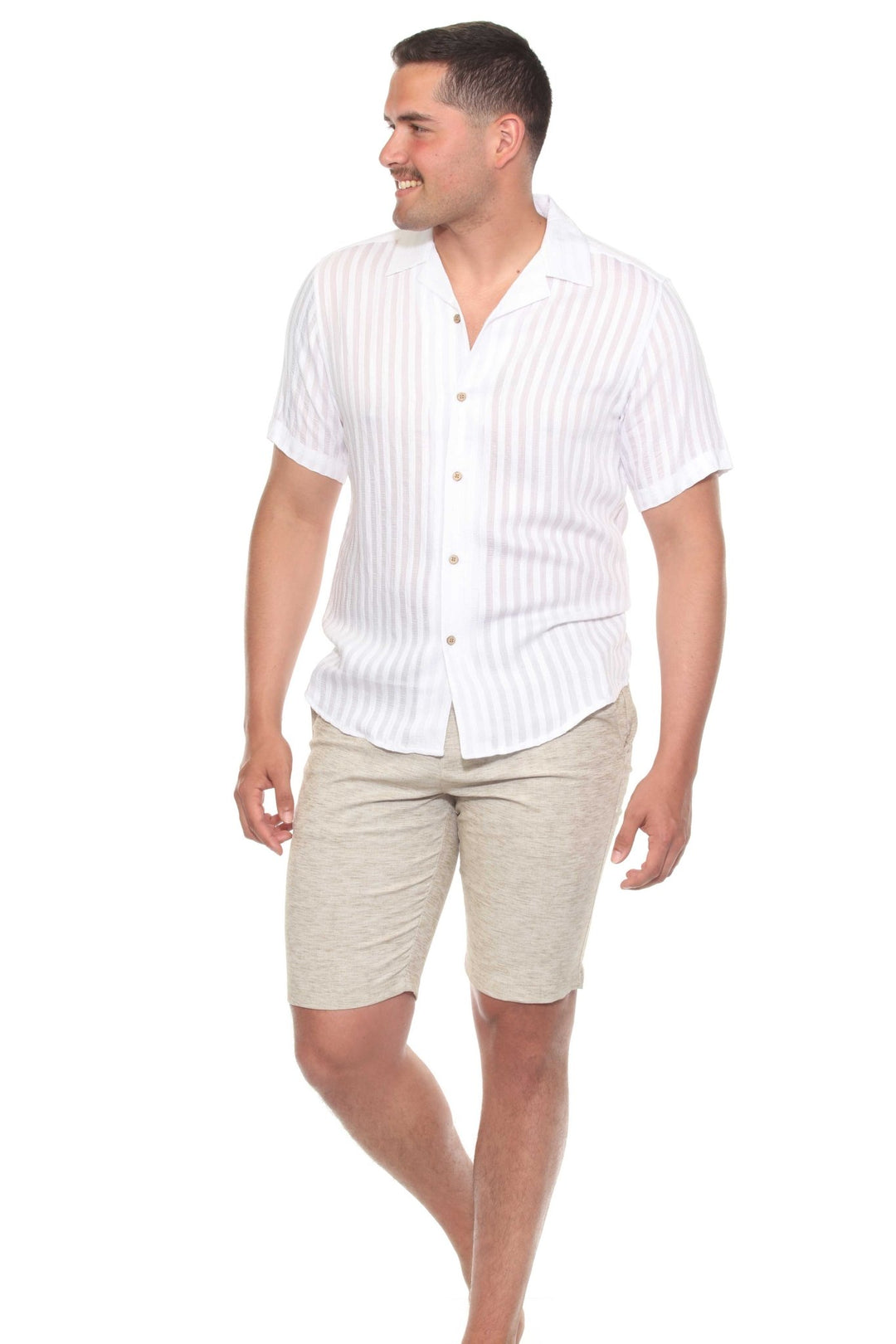 Men's Resort Style Casual Striped Lightweight Rayon Blend Shirt - Especially Yours