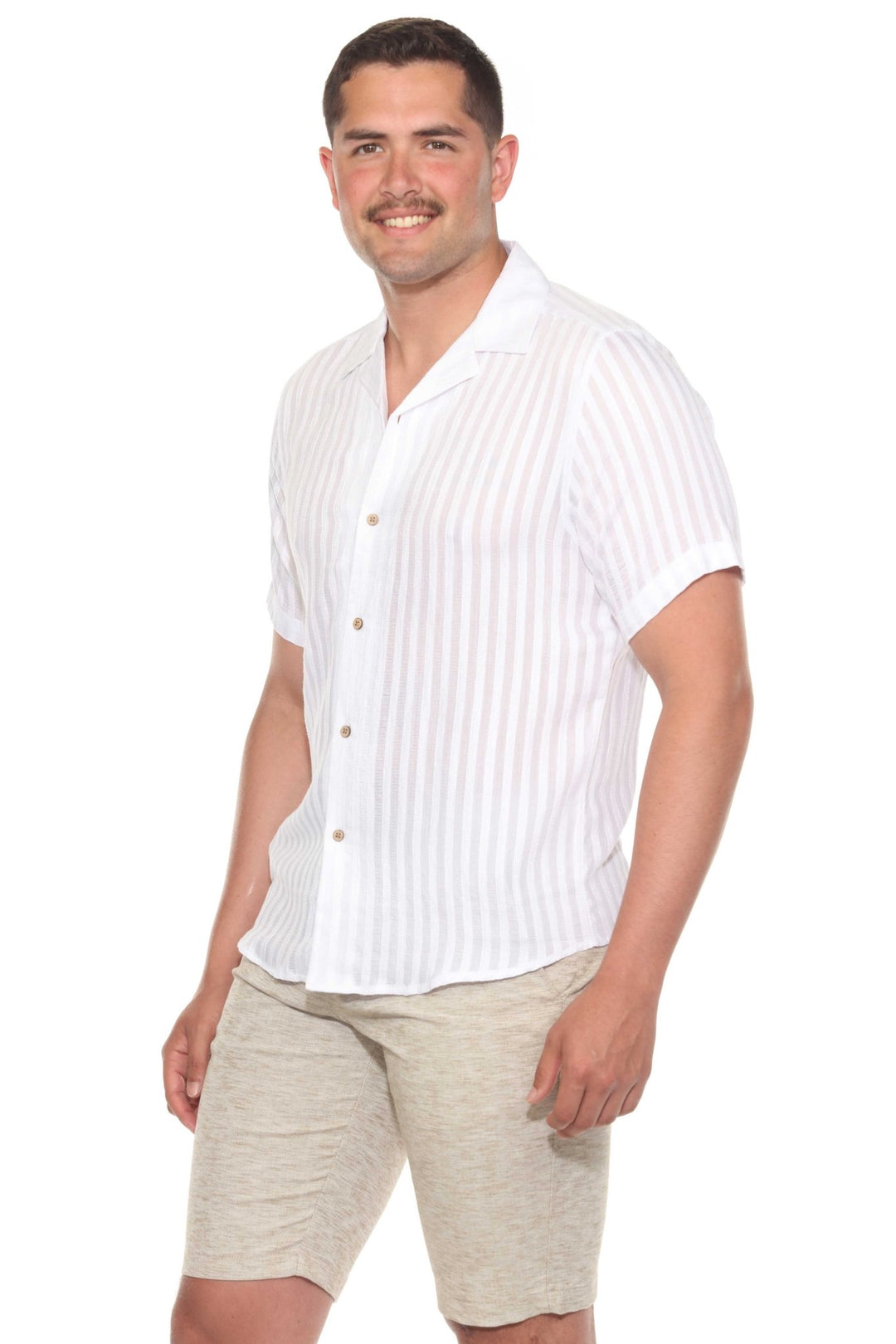 Men's Resort Style Casual Striped Lightweight Rayon Blend Shirt - Especially Yours
