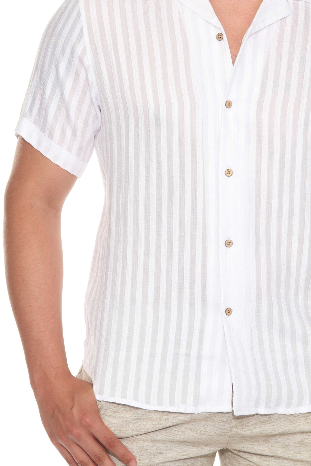 Men's Resort Style Casual Striped Lightweight Rayon Blend Shirt - Especially Yours