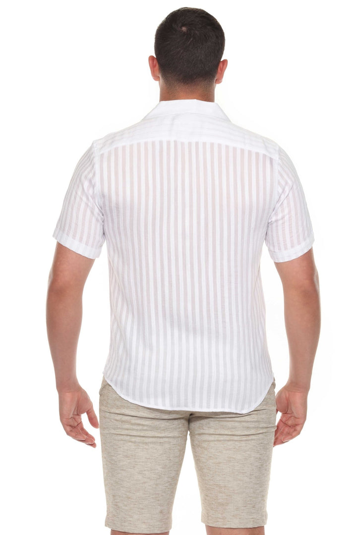 Men's Resort Style Casual Striped Lightweight Rayon Blend Shirt - Especially Yours