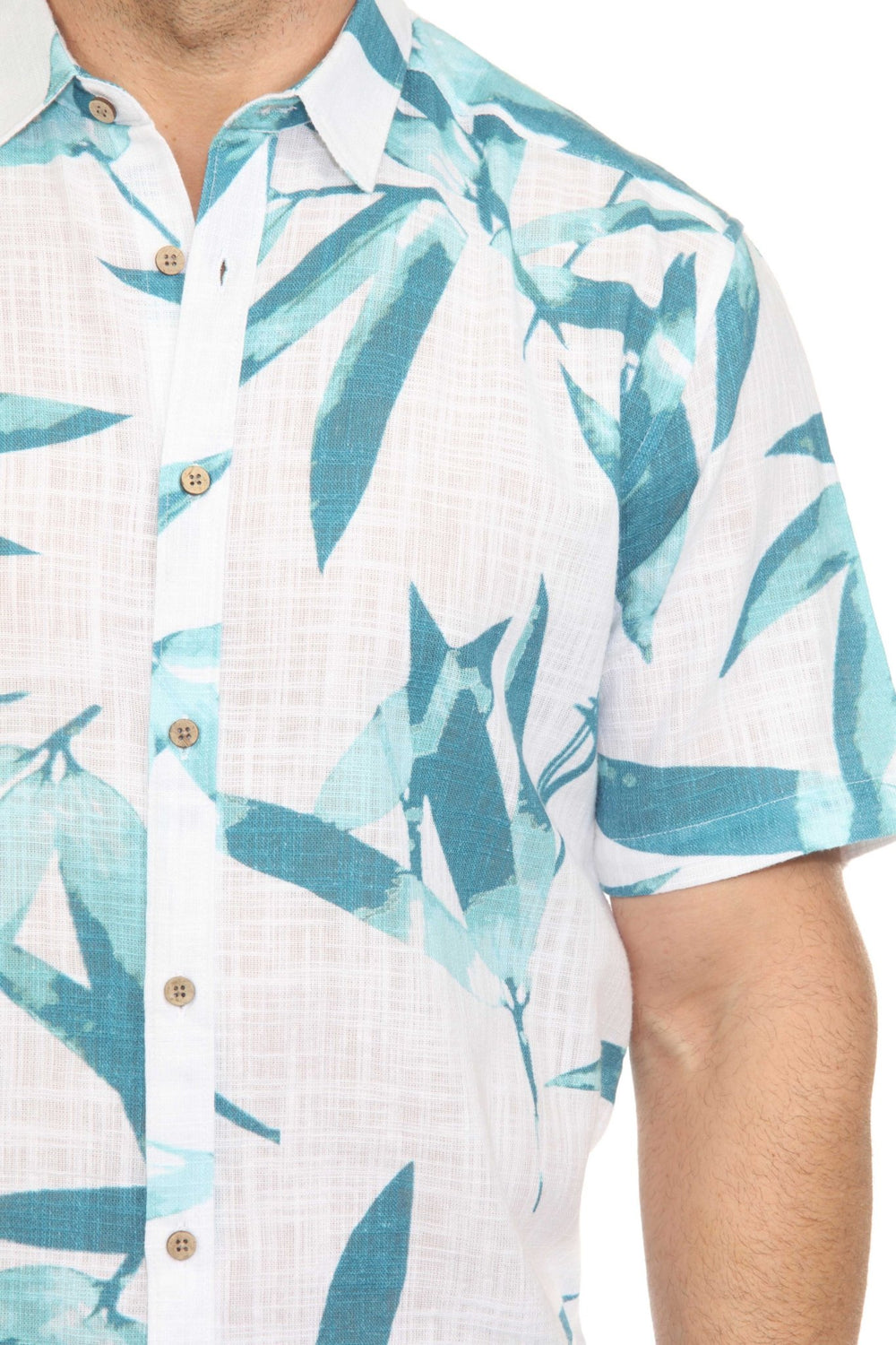 Men's Resort Style Casual Linen Blend Colorful Tropical Leaf Print Shirt - Especially Yours