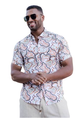 Men’s Multi Abstract Short Sleeve Stretch Shirt