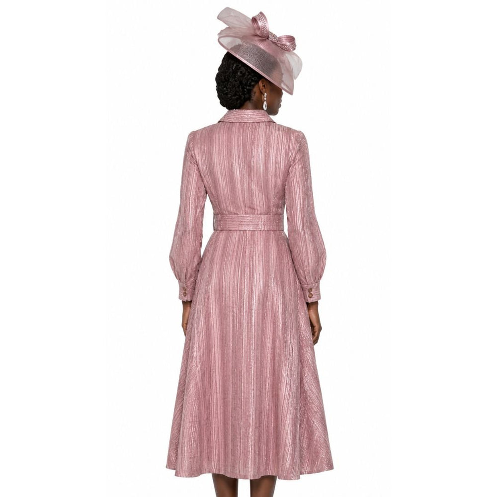 Mauve Shimmer Metallic Stripe Midi Shirt Dress by Lily & Taylor - Especially Yours