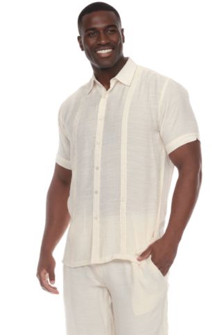 Men's Beachwear Henley Lace Up Shirt Short Sleeve