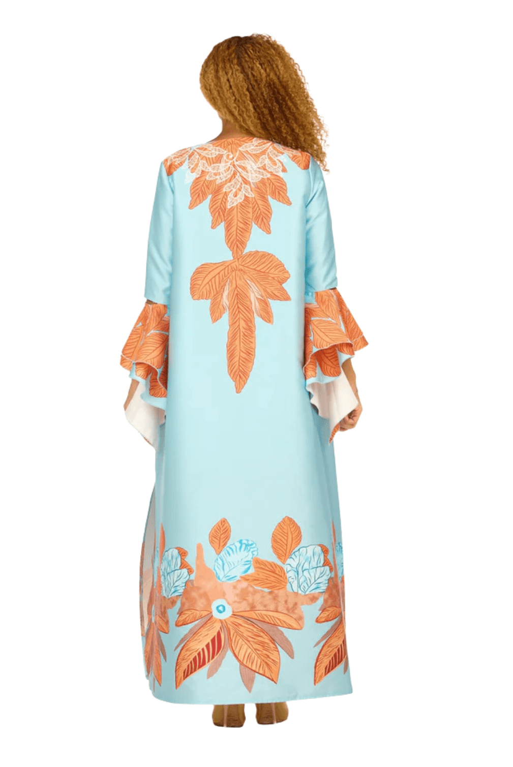 Tropical Leaf Print Maxi Caftan Dress - Especially Yours