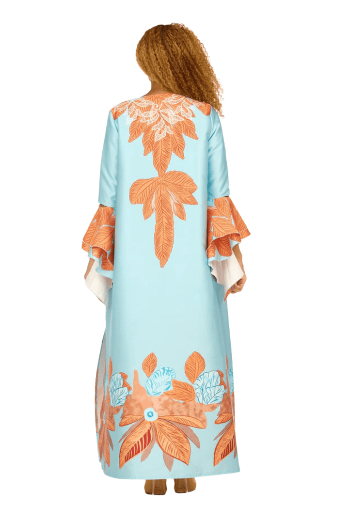 Tropical Leaf Print Maxi Caftan Dress - Especially Yours