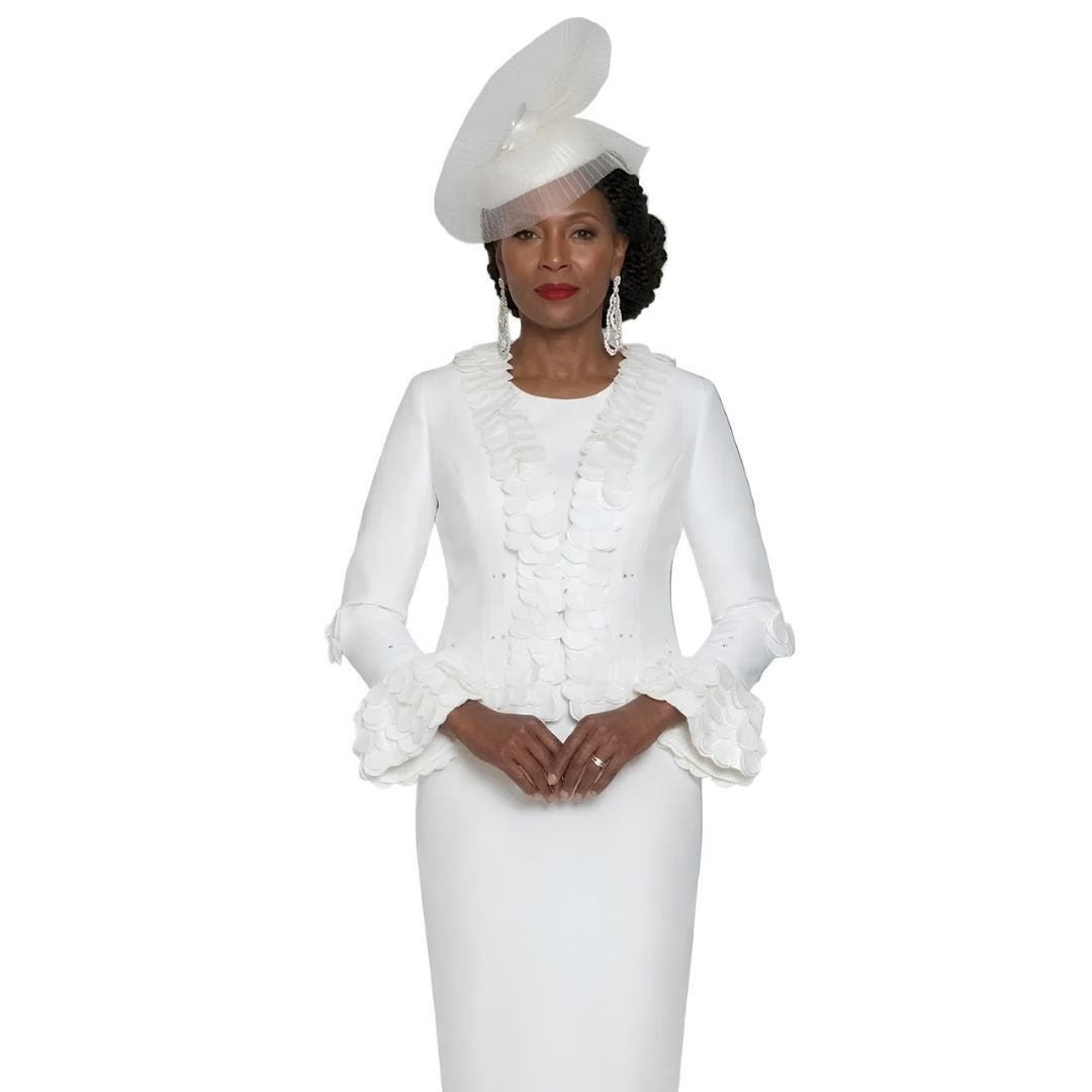 Elegant Scalloped Petal Trim Skirt Suit by Lily & Taylor - Especially Yours