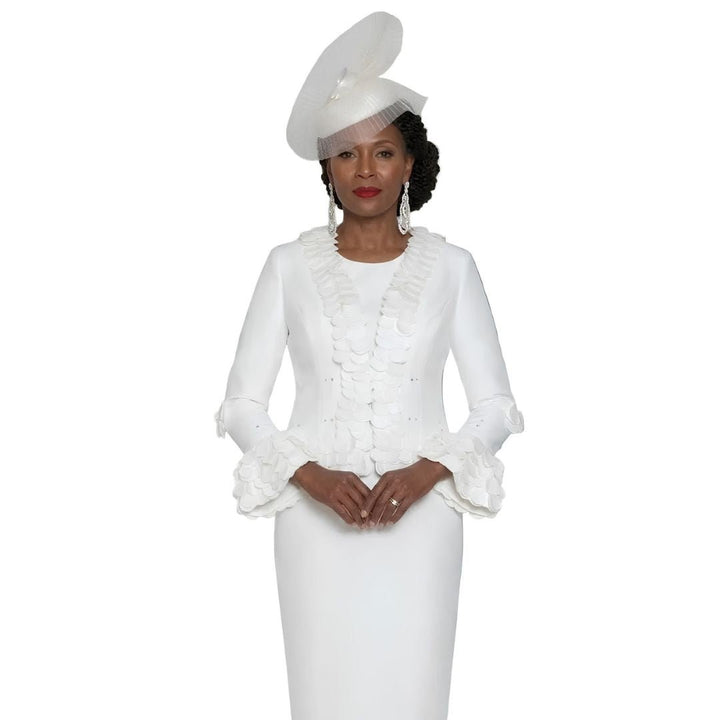 Elegant Scalloped Petal Trim Skirt Suit by Lily & Taylor - Especially Yours