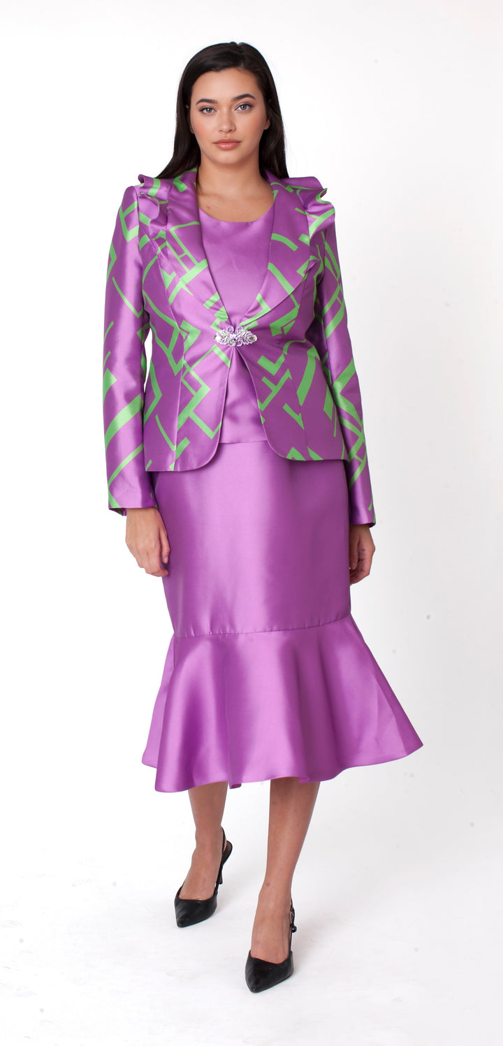 Orchid Maze Jacket & Mermaid Skirt Suit - 41075