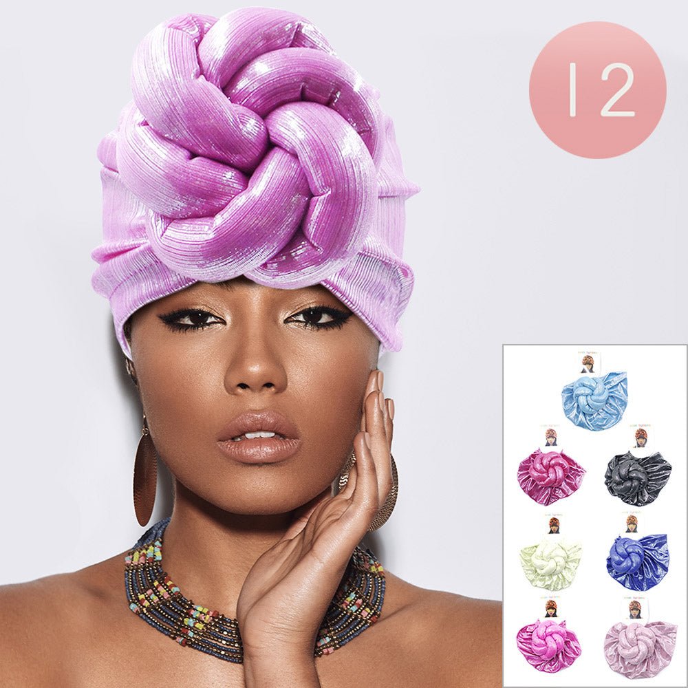 12PCS - Shiny Turban Hats PKH8196 - Especially Yours