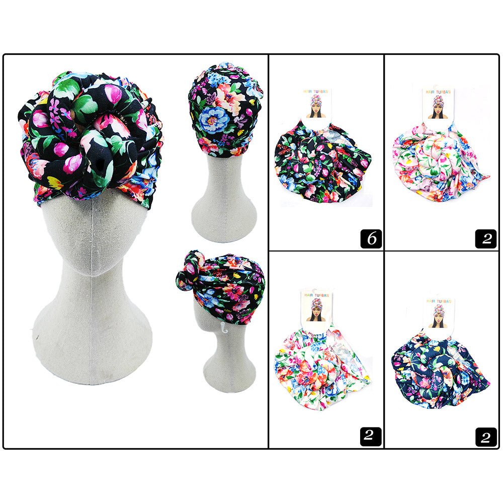 12PCS - Flower Pattern Printed Turban Hats - Especially Yours