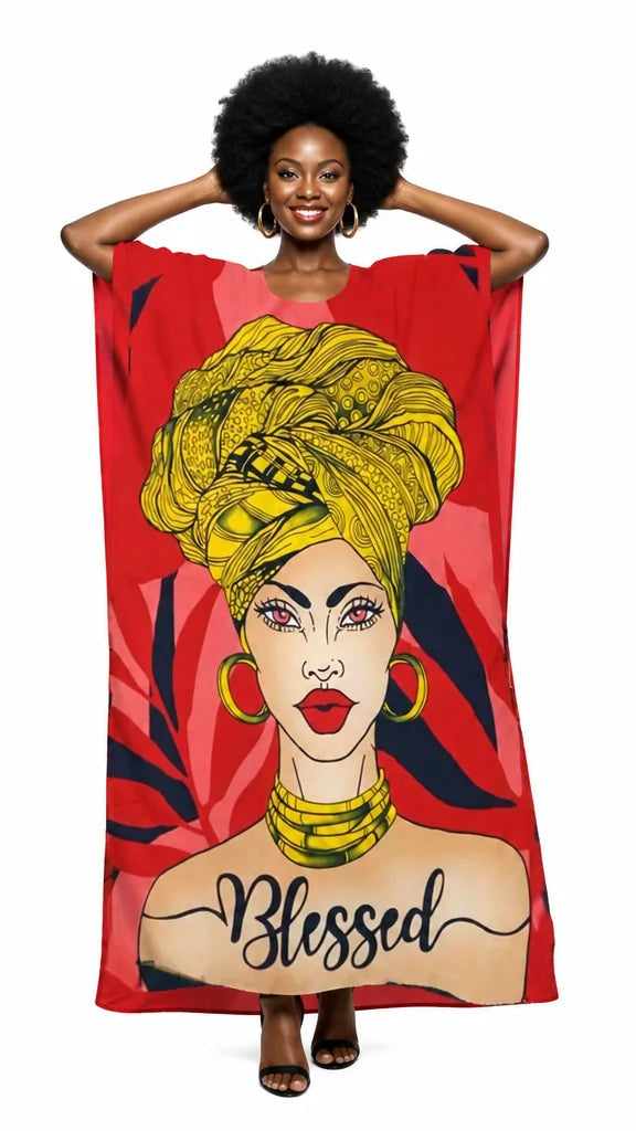 PNA-1519-B - Empowering "BLESSED" Kaftan