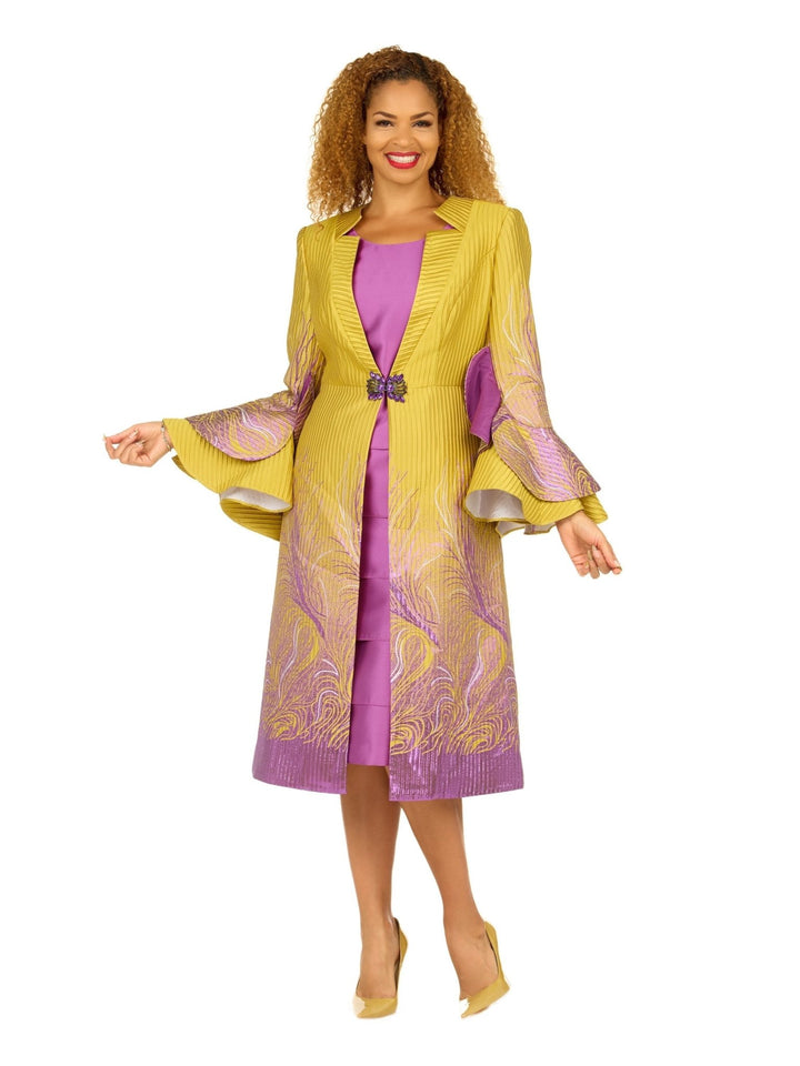 Metallic Ombre 2pc Dress&Long Coat Set
