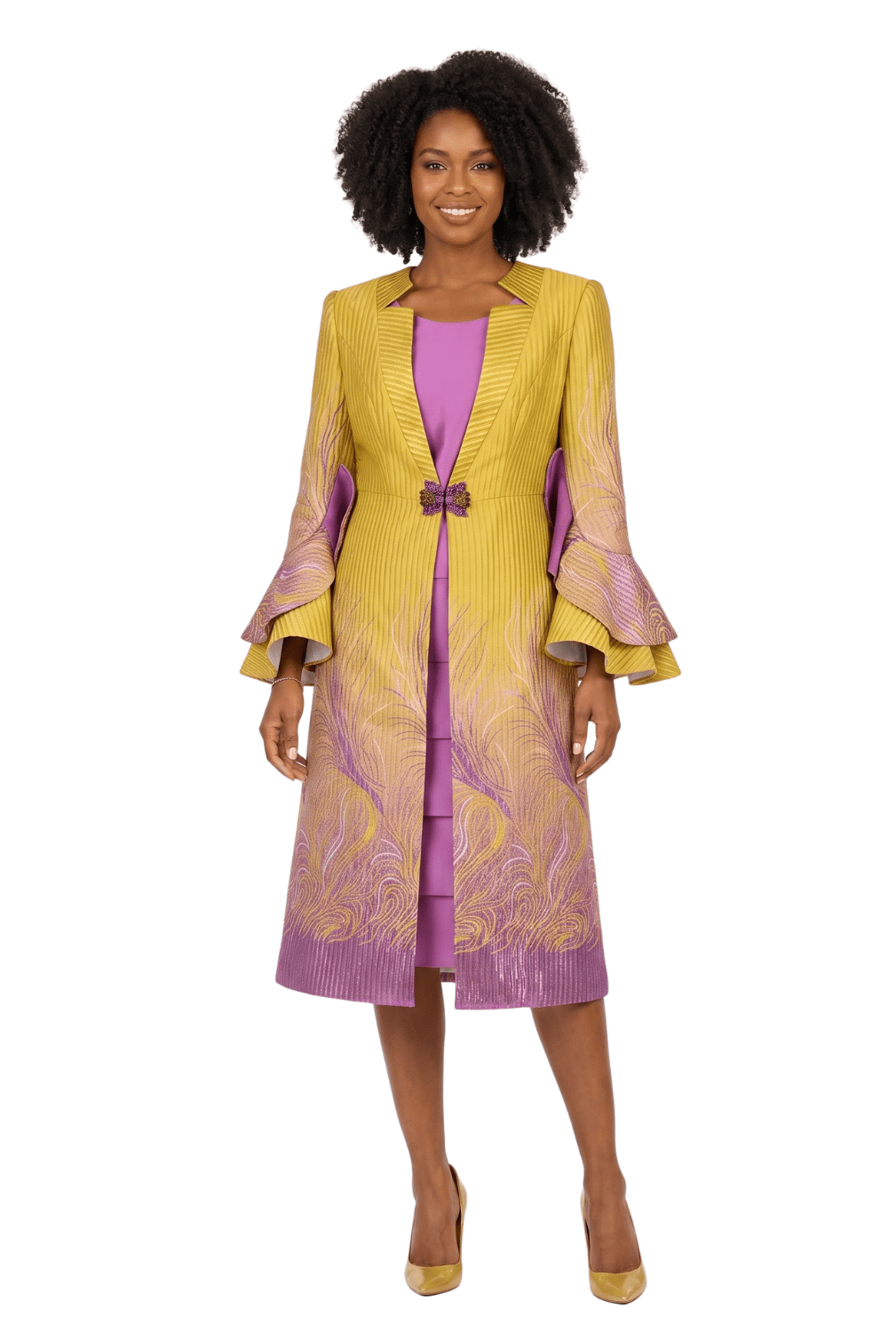 Metallic Ombre 2pc Dress&Long Coat Set - Especially Yours