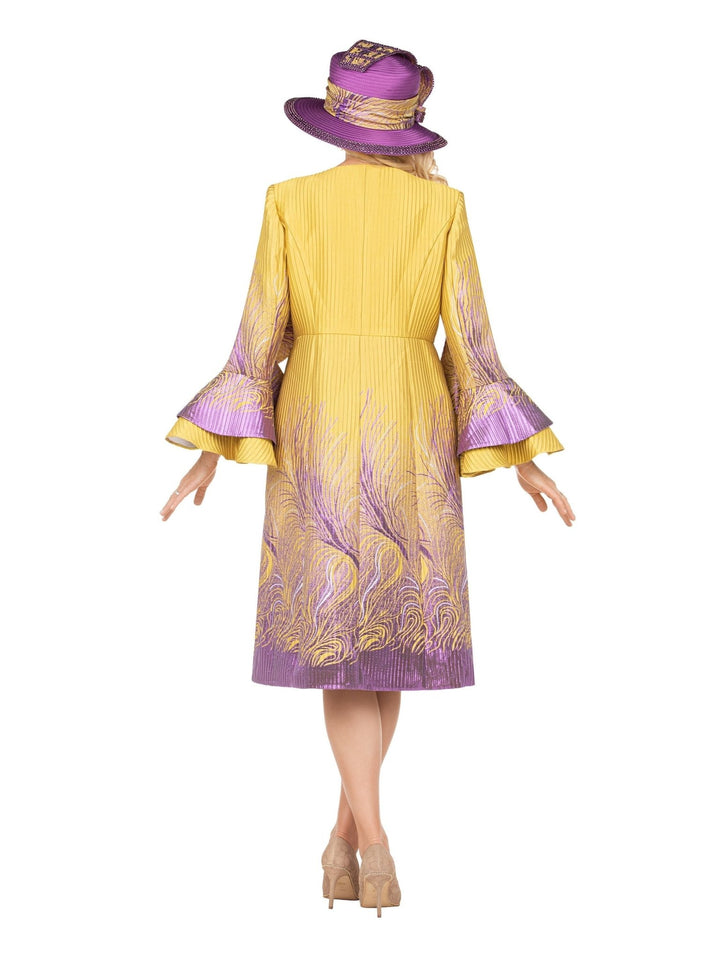 Metallic Ombre 2pc Dress&Long Coat Set