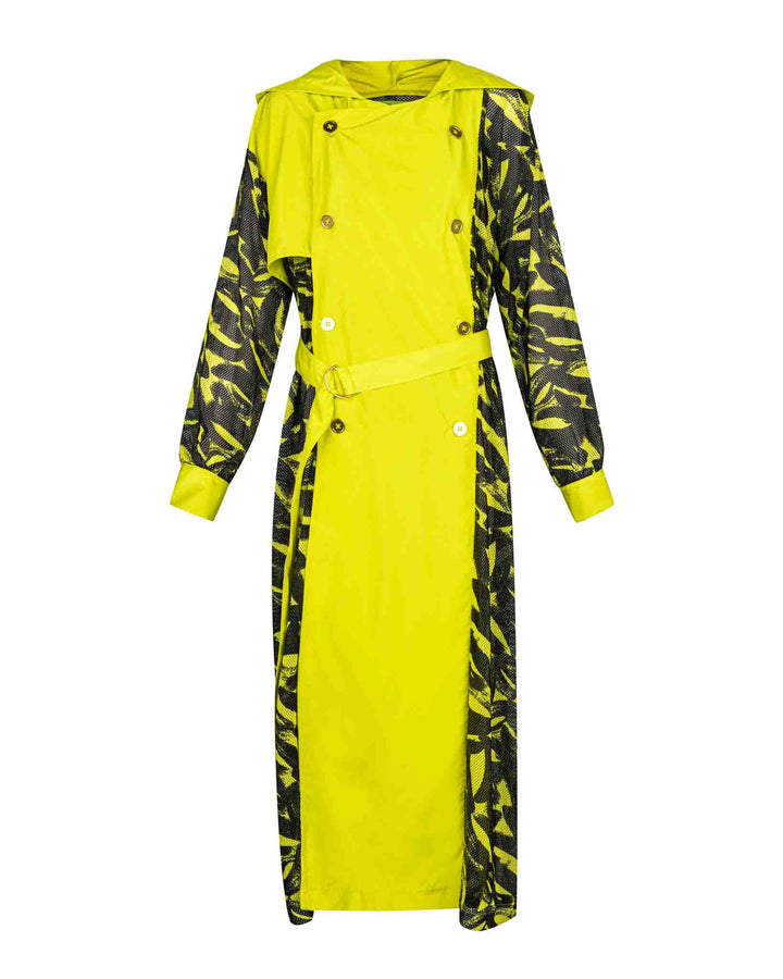 Lime Punch Green Mesh Trench Coat - Especially Yours