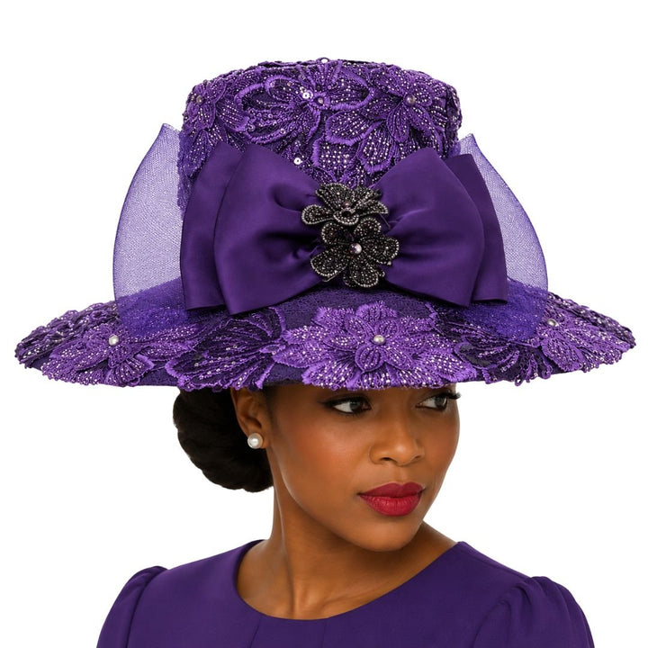 Mika Beaded Lace Wide Brim Church Hat - Whittall & Shon - Especially Yours