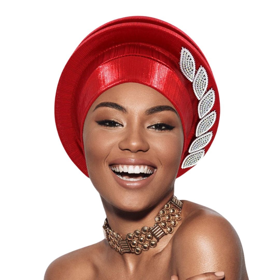 Stone Paved Marquise Leaf Accent Layered Turban Hair Wrap - Especially Yours
