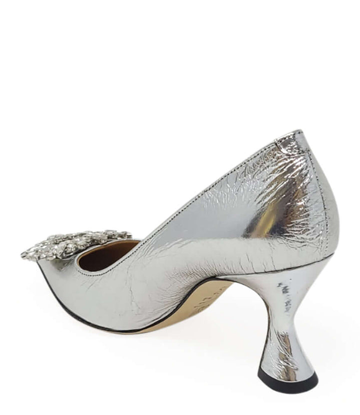 Silver Leather Kitten Heel Pump - Especially Yours