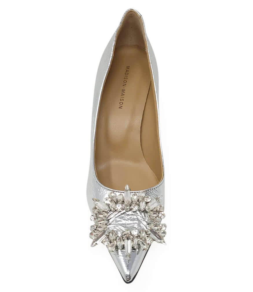 Silver Leather Kitten Heel Pump - Especially Yours