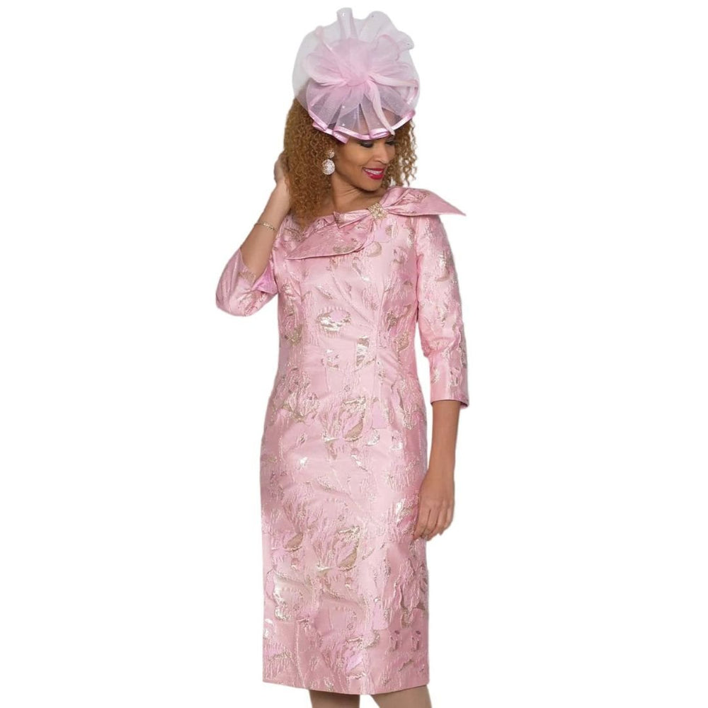 Floral Brocade Sheath Dress with Bow Accent by Lily & Taylor - Especially Yours