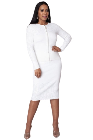 Radiant Rhinestone Knit Skirt Suit - 5382