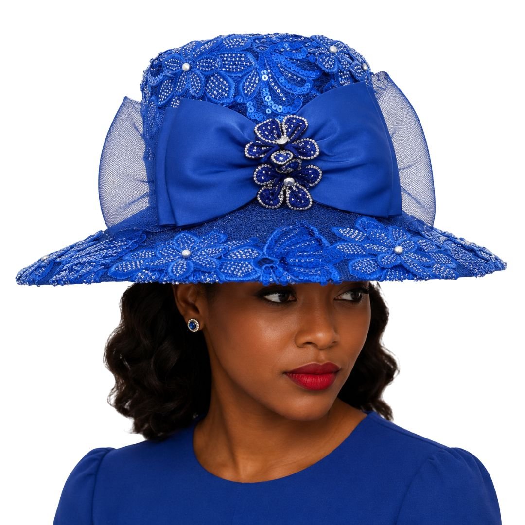 Mika Beaded Lace Wide Brim Church Hat - Whittall & Shon - Especially Yours