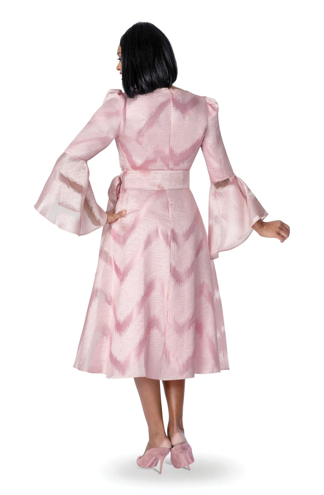 Jacquard Bell Sleeve Midi Dress by EY Boutique