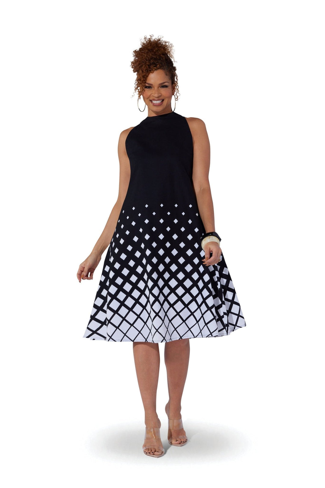 Lattice Print Swing Midi Dress by Studio EY