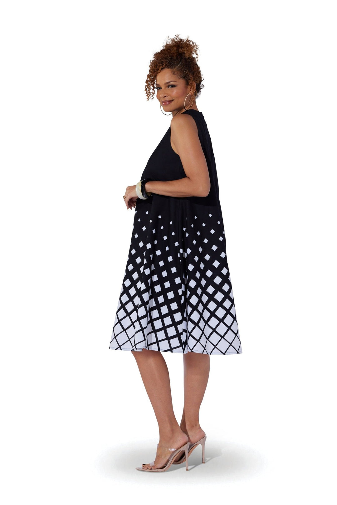 Lattice Print Swing Midi Dress by Studio EY