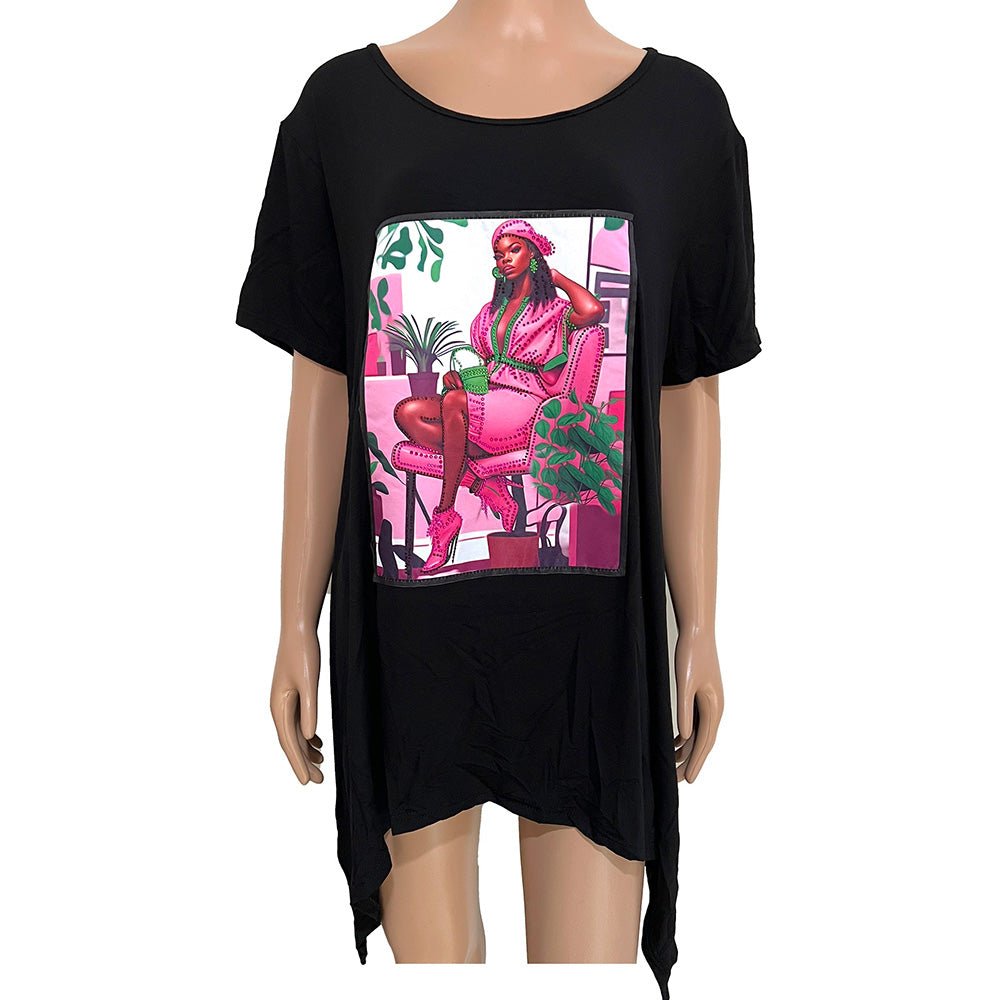 Stone Studded Glam Woman Printed Half Sleeve Top - Especially Yours