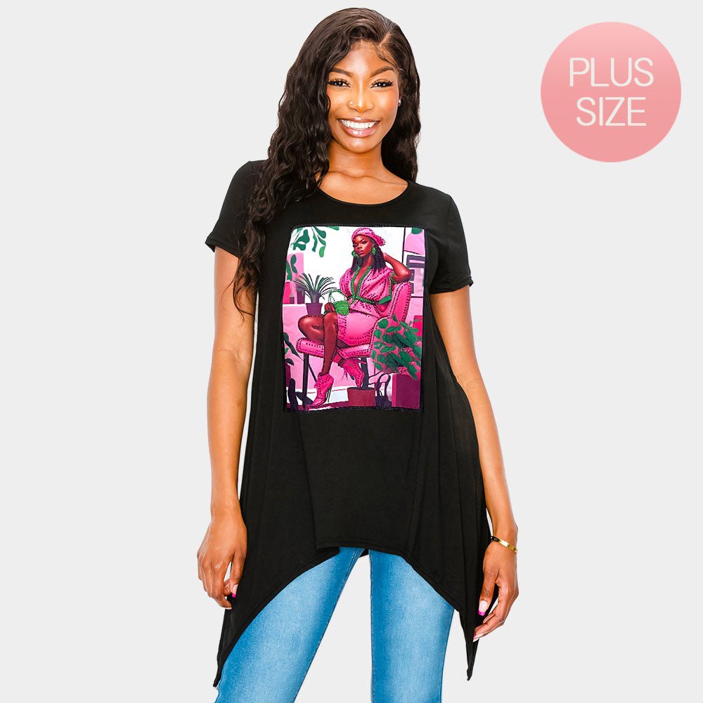 Stone Studded Glam Woman Printed Half Sleeve Top - Especially Yours