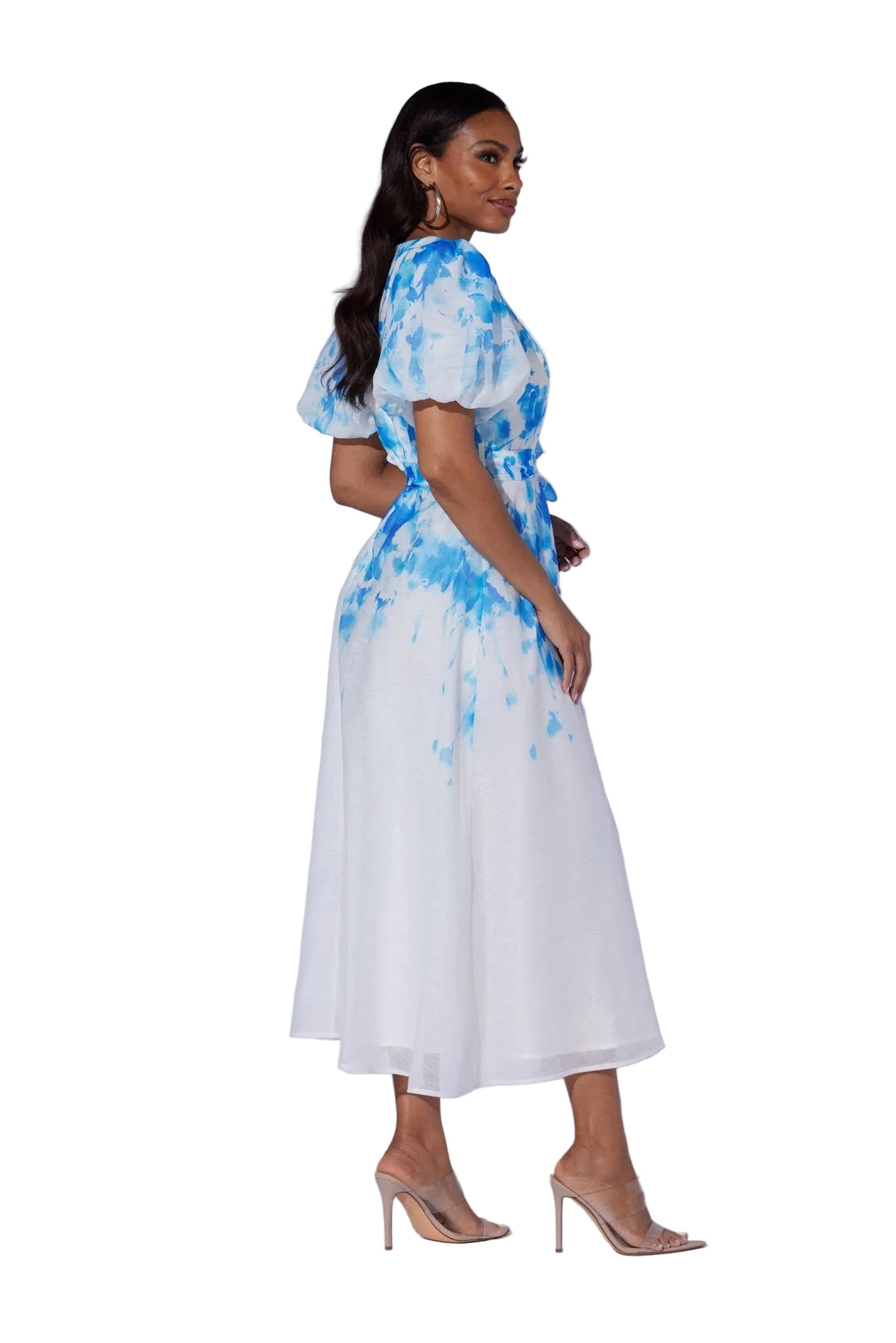 watercolor midi dress Women's Blooming in Watercolor Mint Green Floral Tie Strap Midi Dress | Size: S