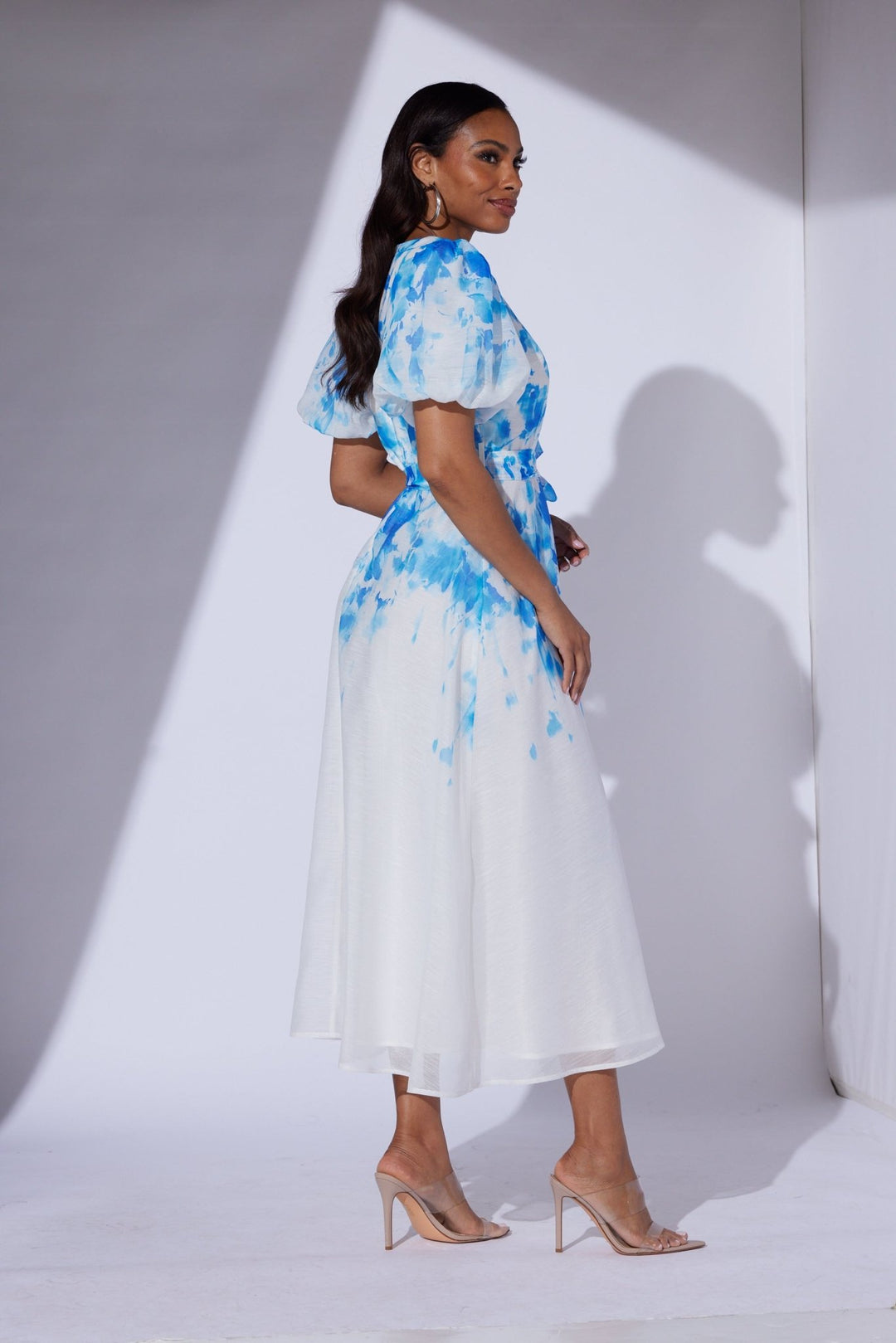 Watercolor Puff Sleeve Midi Dress by Studio EY - Especially Yours