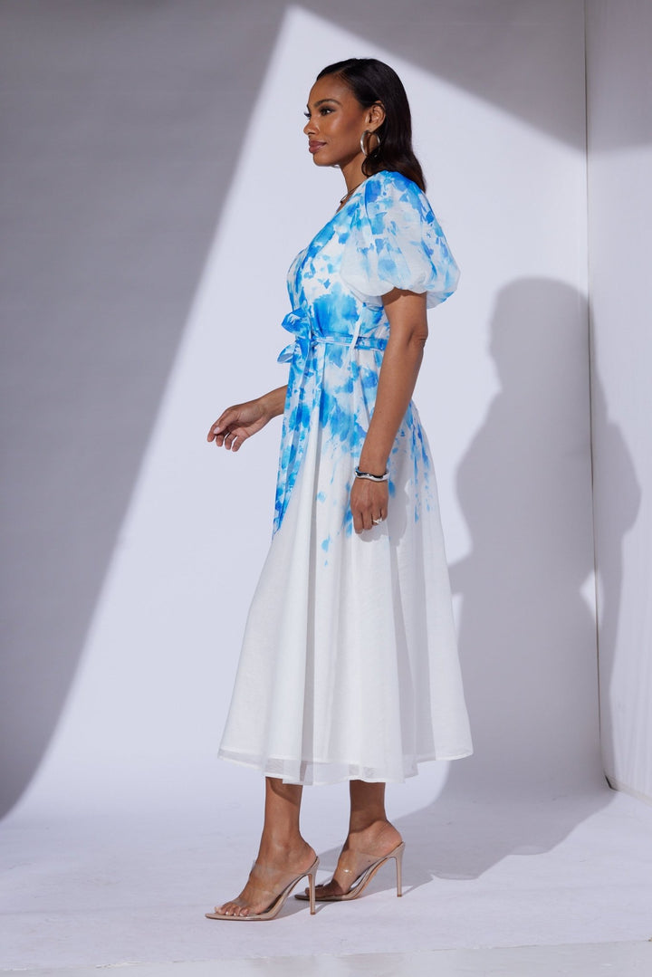 Watercolor Puff Sleeve Midi Dress by Studio EY - Especially Yours
