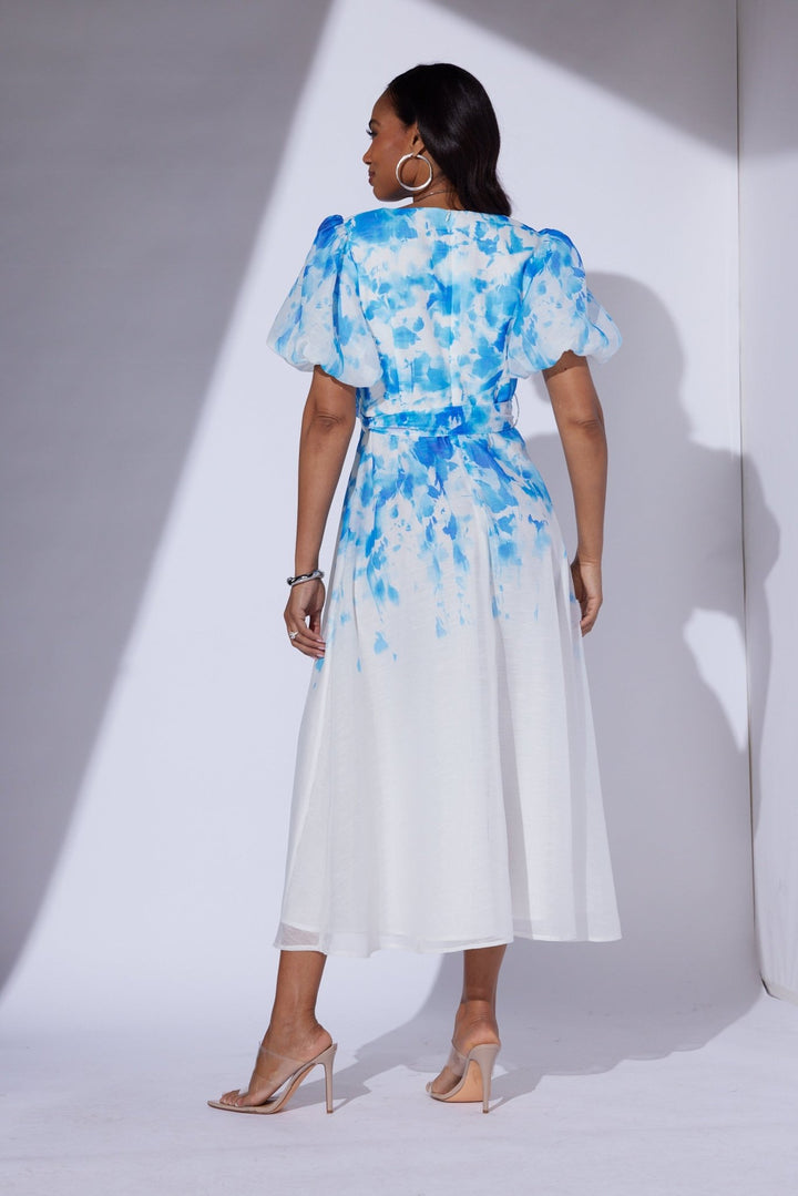 Watercolor Puff Sleeve Midi Dress by Studio EY - Especially Yours