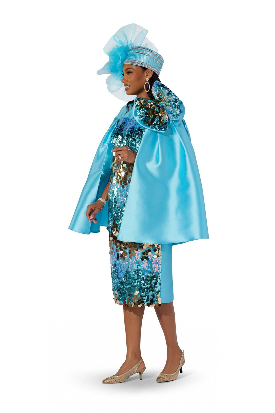 Sequin Bow Cape Dress by EY Boutique