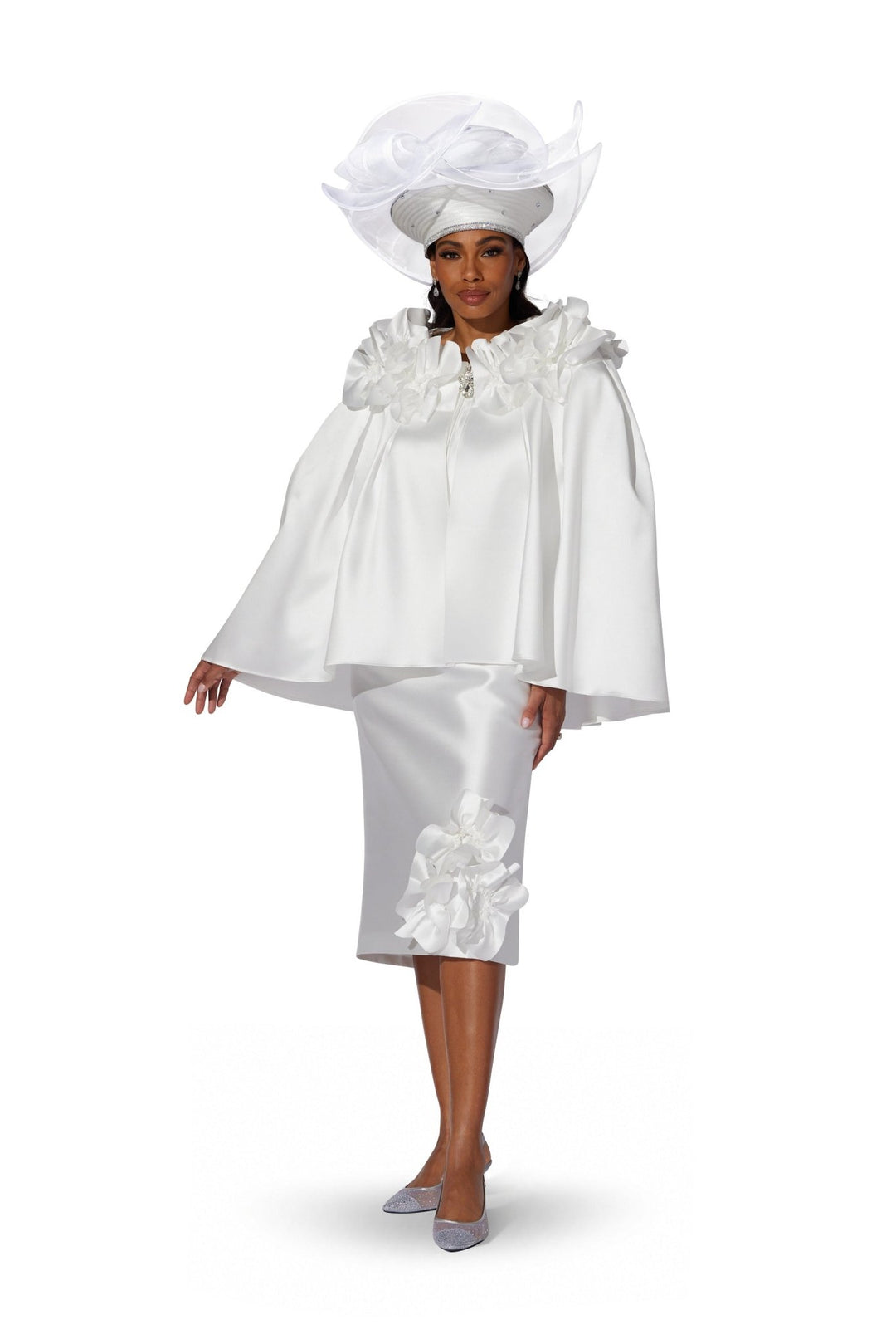 Ruffled Rosettes Cape Suit by EY Boutique