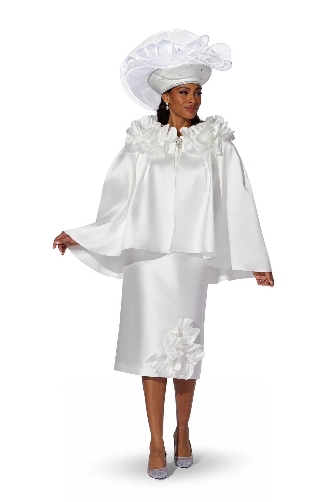 Ruffled Rosettes Cape Suit by EY Boutique