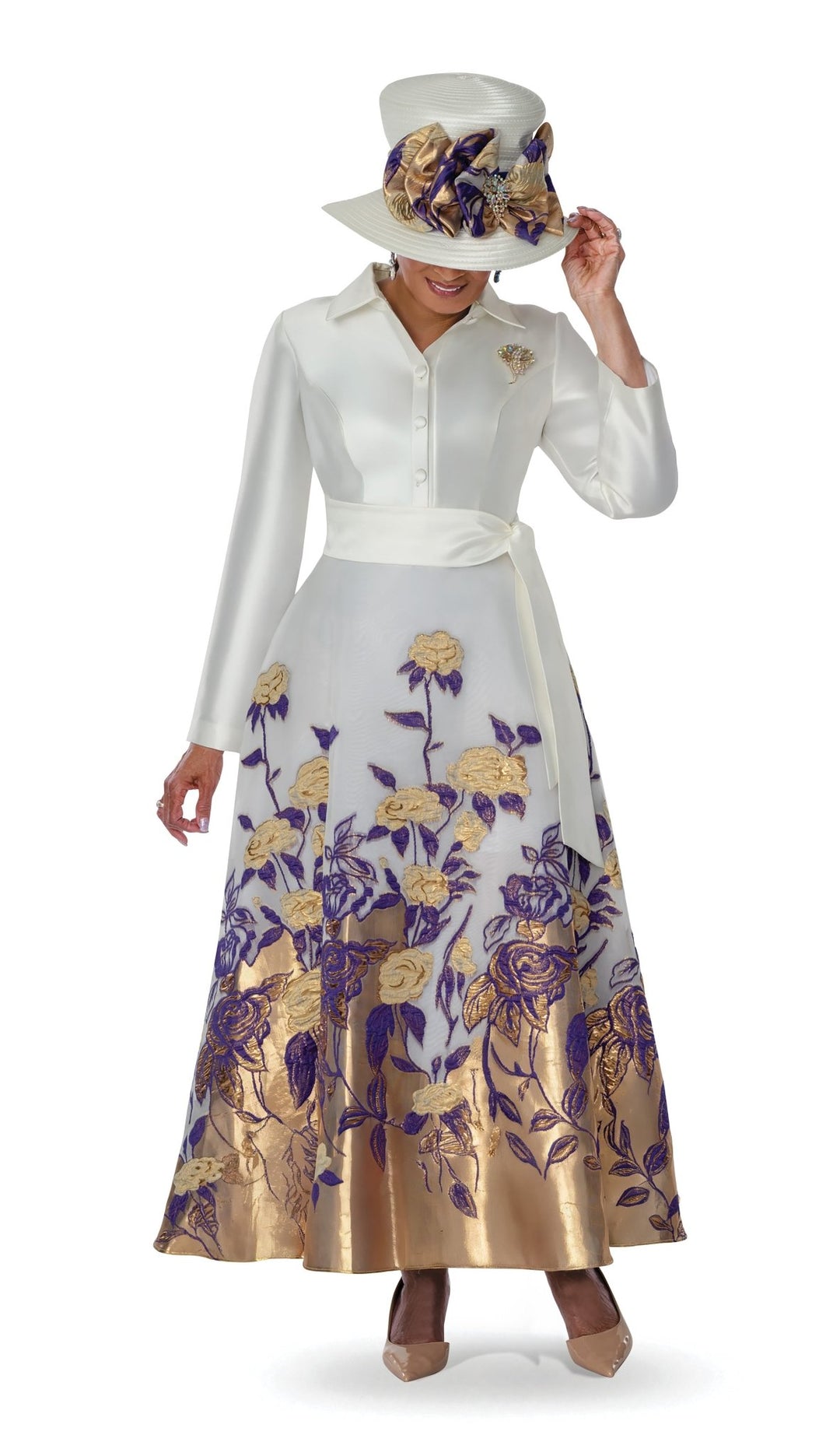 Metallic Roses Maxi Shirtdress by EY Boutique