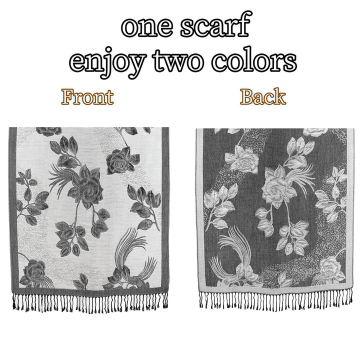 Rose Floral Pashmina Reversible Scarf Shawl - Especially Yours
