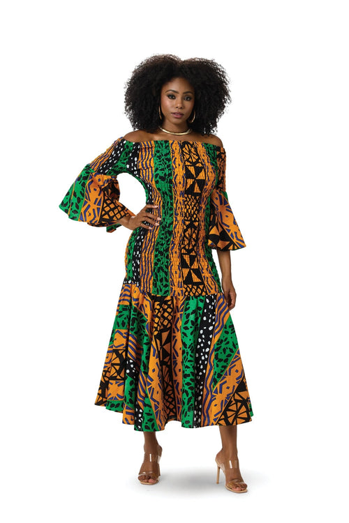 Tribal Stripes Smocked Maxi Dress â€“ Studio EY - Especially Yours