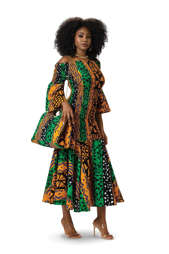 Tribal Stripes Smocked Maxi Dress – Studio EY - Especially Yours