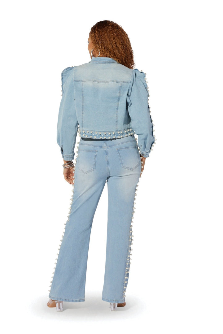 Pearl Detail Denim Jacket by Especially Yours - Especially Yours